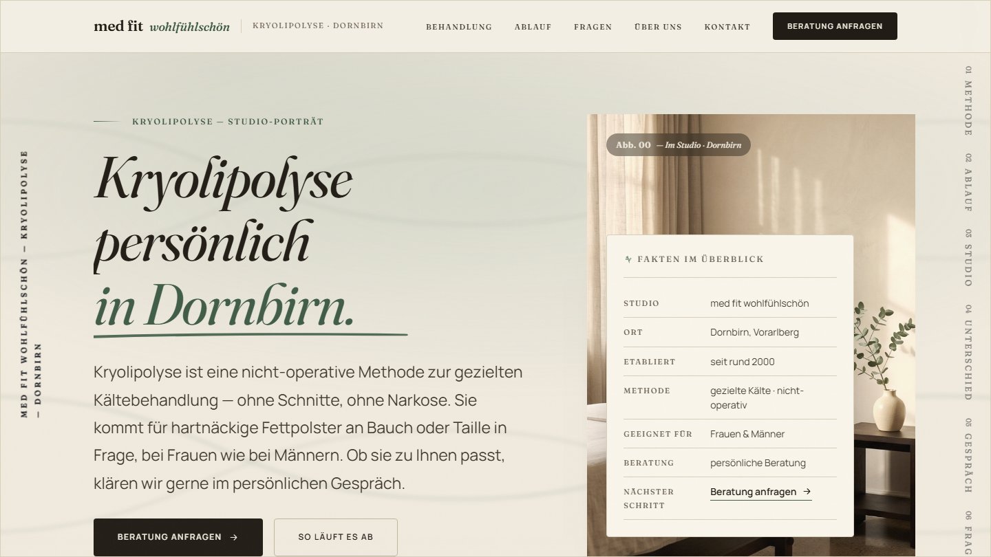Screenshot der Website von medfit